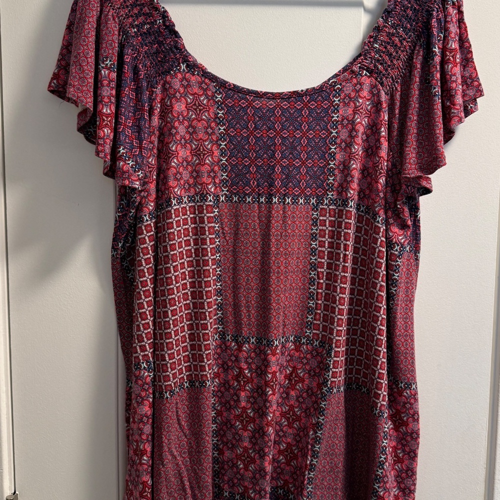 TORRID Super Soft Slub Jersey Top, Pink Boho, Size 2/2x - Picture 2 of 3